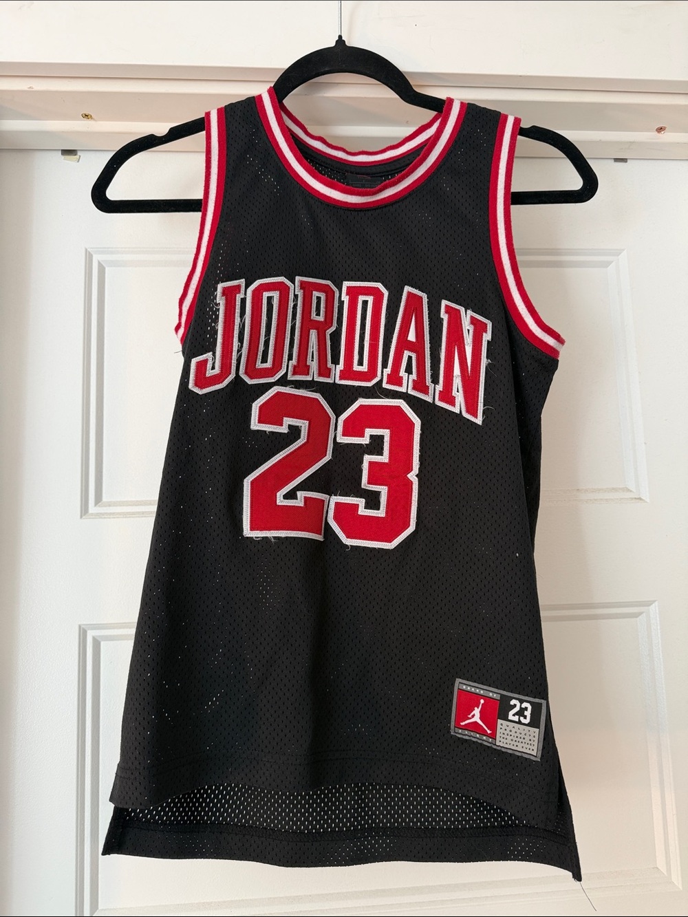Jordan Vintage Black and Red Number 23 Mesh Basketball jersey